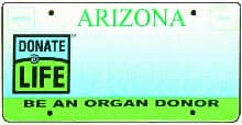 Arizona Donate Life organ donor specialty plate